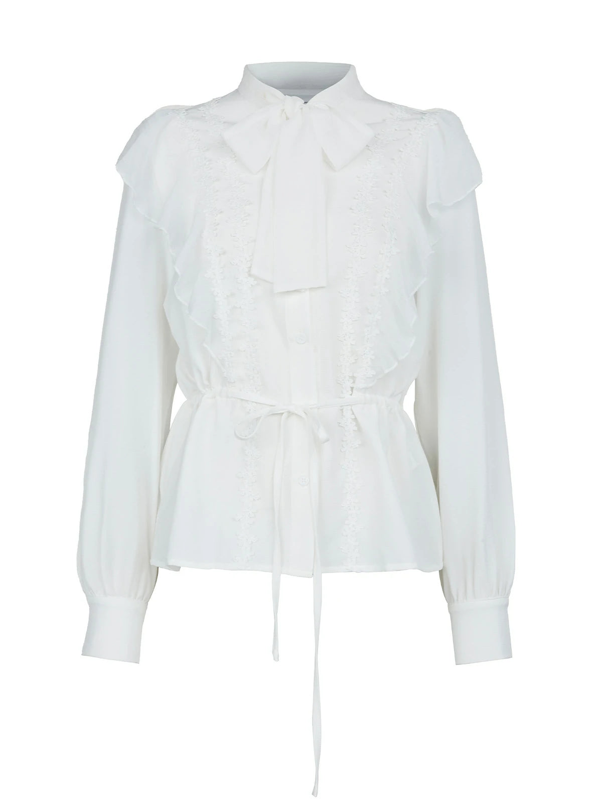 Tie-Waist Ruffled Blouse