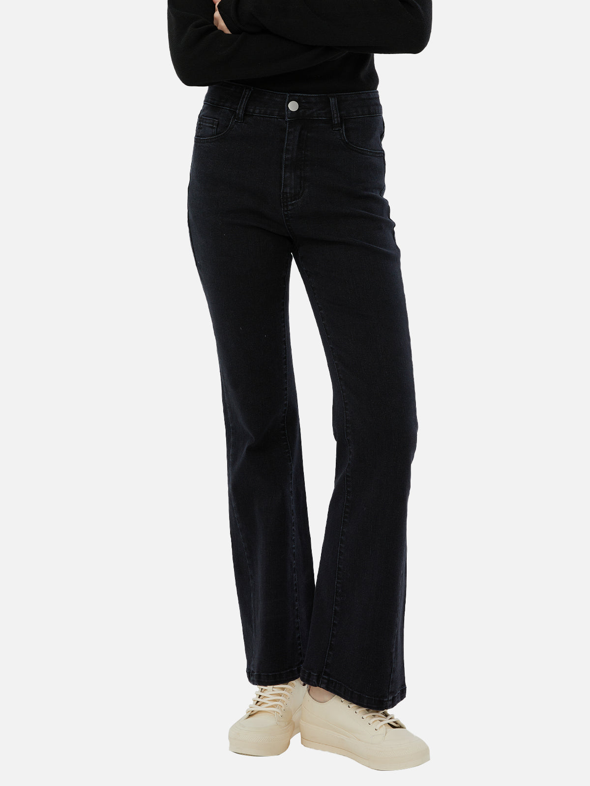 High-Waisted Denim Flared Pants – S·DEER