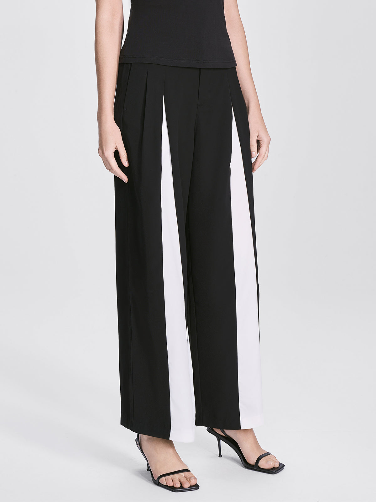 High Waist Chiffon Straight Leg Pants