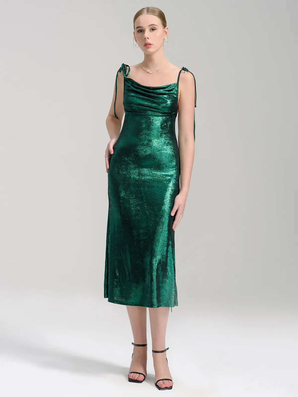 SDEER Women&#39;s Sphagetti Strap Sequin Party Bodycon Midi Dress