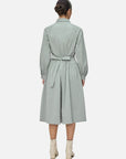 Sophisticated waist-belted grey dress for women