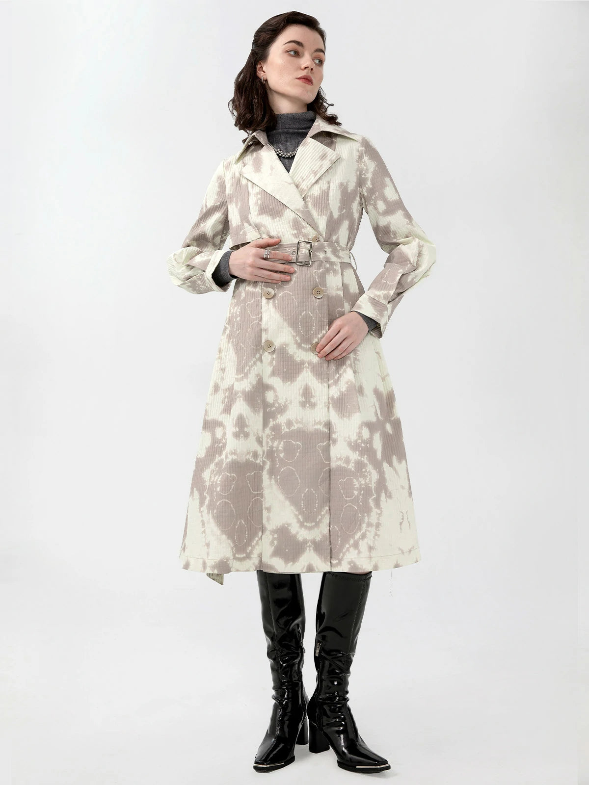 Printed Double Breasted Trench Coat