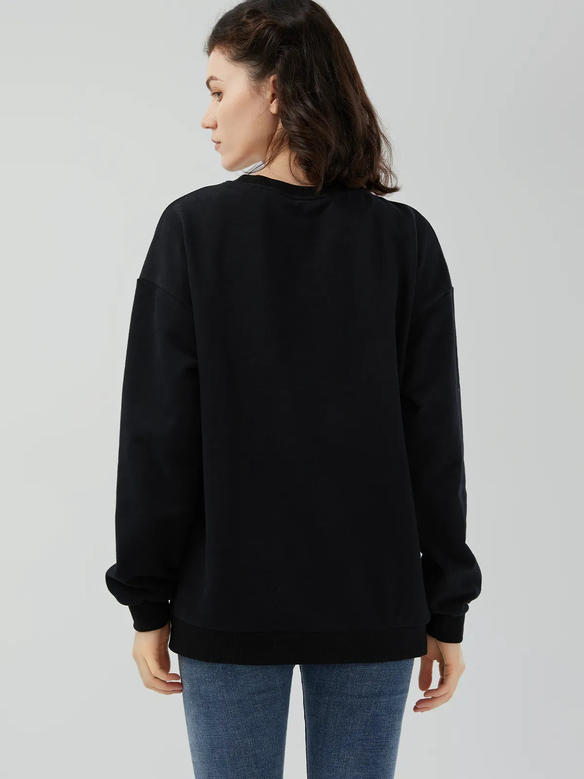 Loses Sweatshirt mit Katzenmuster 