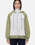 Green zip-up hooded sweatshirt