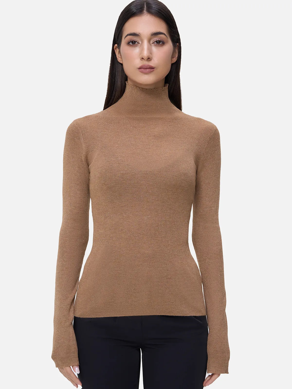 High-Neck Knit Sweater