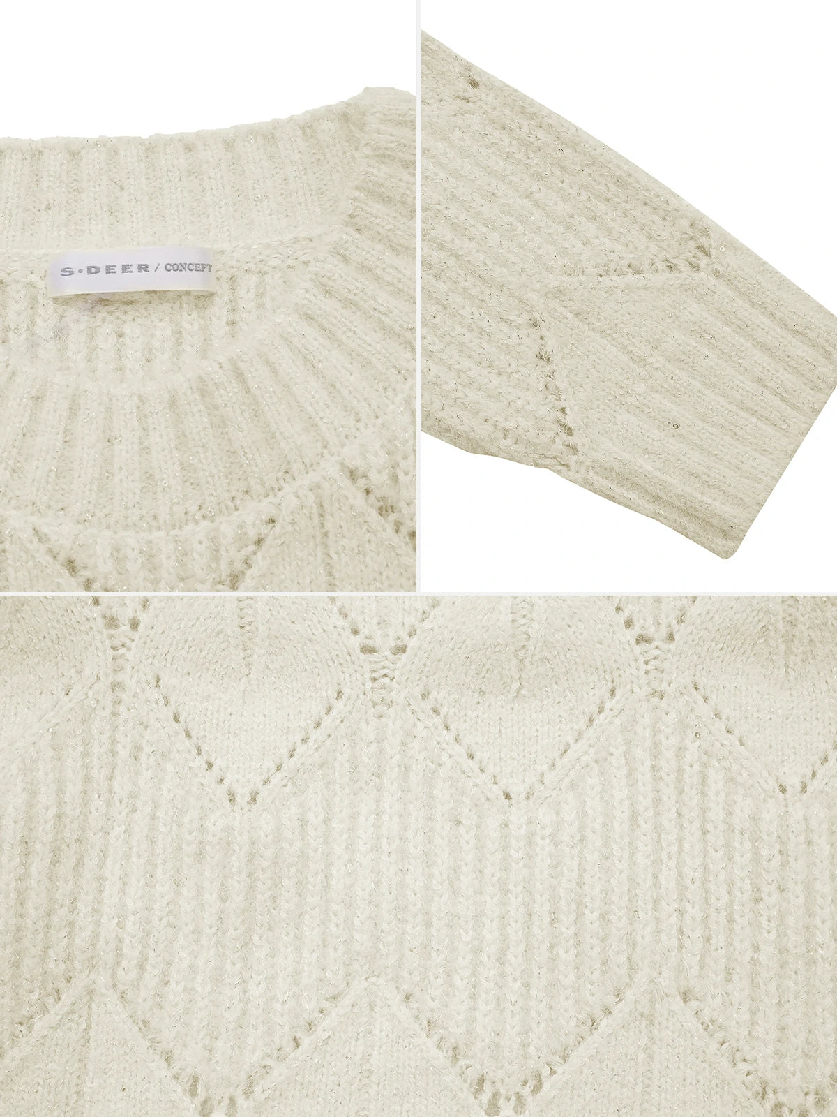 High-quality diamond-cutout sweater with a tailored silhouette, suitable for diverse settings.