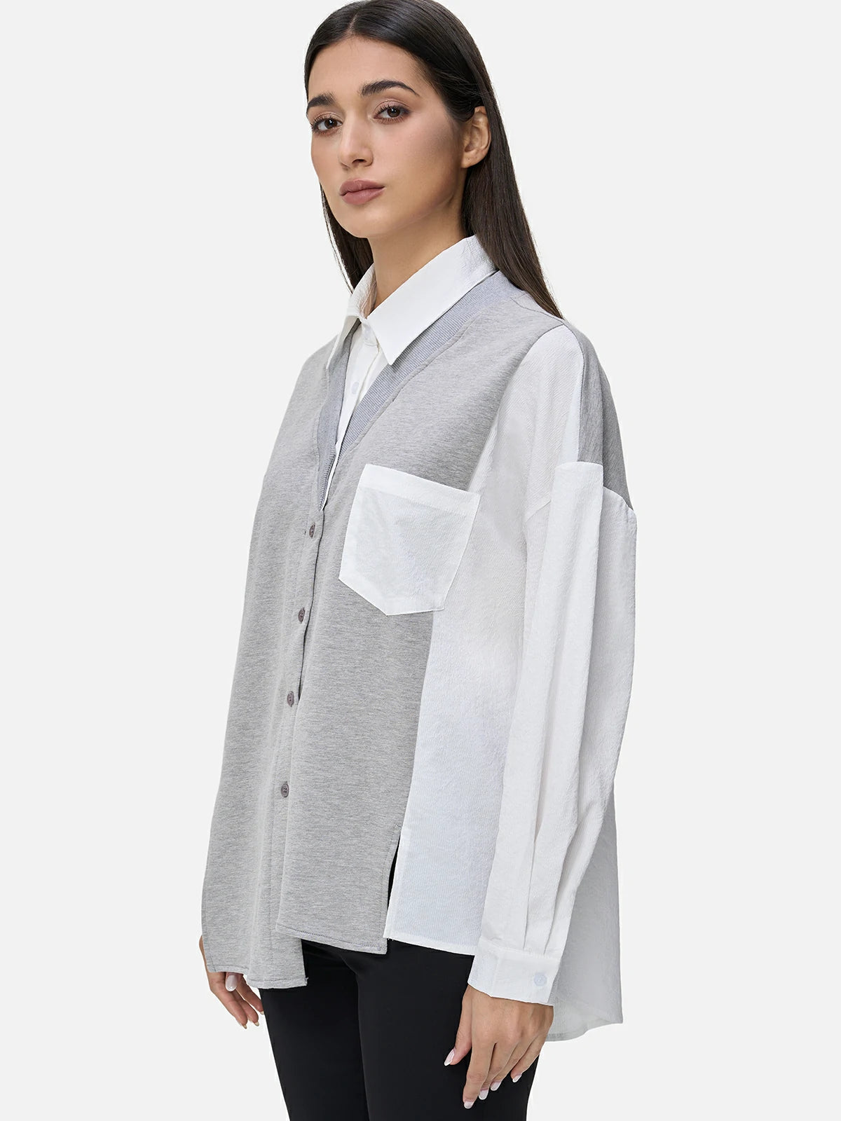 Casual Contrast Patchwork Blouse