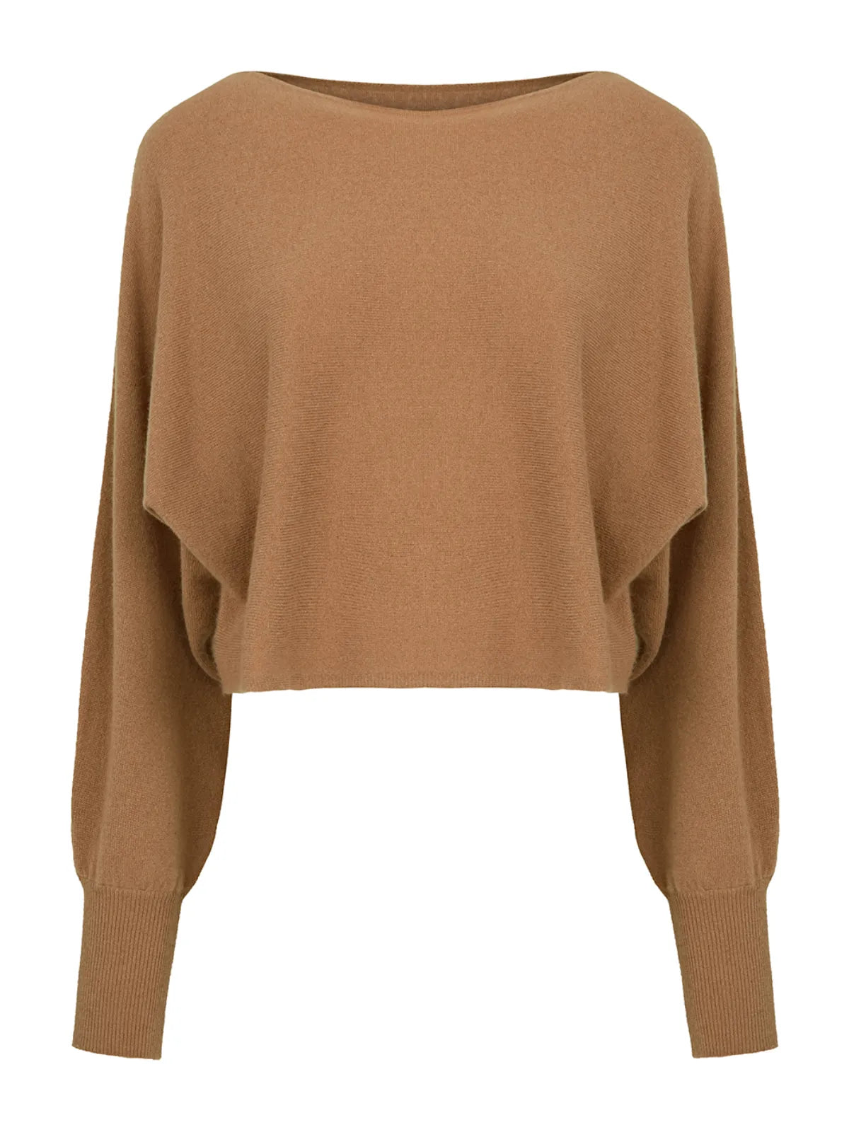 Achieve a look of modern elegance with this short-length cashmere sweater, featuring classic batwing sleeves and a solid color design, ideal for versatile and stylish winter outfits.