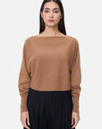 Chic Short-Length Batwing Sleeve Cashmere Sweater in Solid Color.