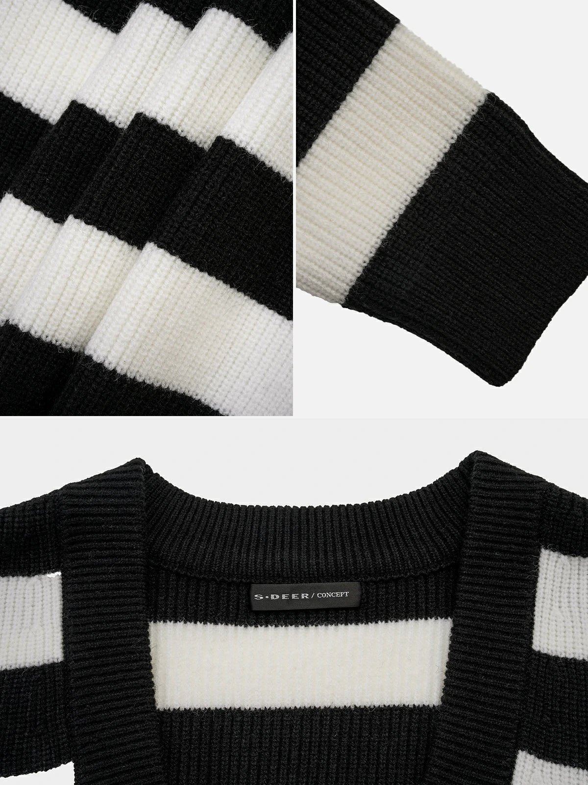 Cárdigan tipo suéter holgado con rayas en contraste clásico