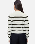 Classic Round Neck Striped Cardigan Sweater