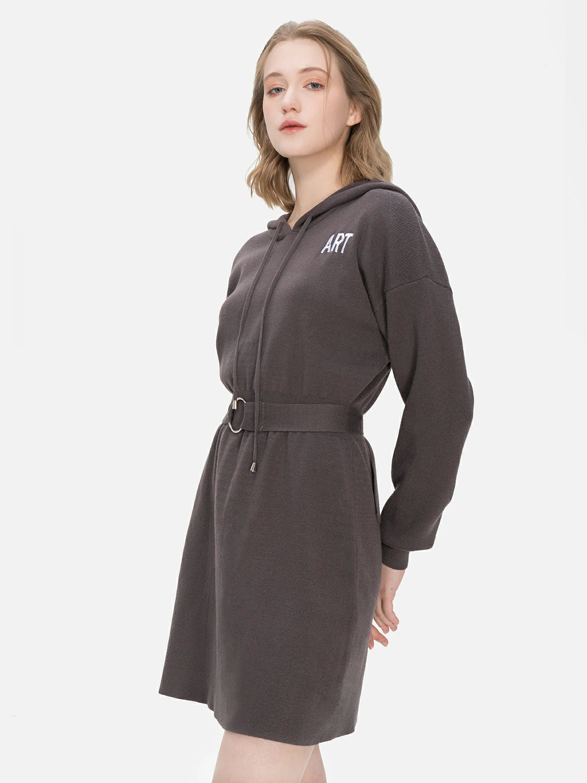 Autumn and winter fashion Hooded knit dress