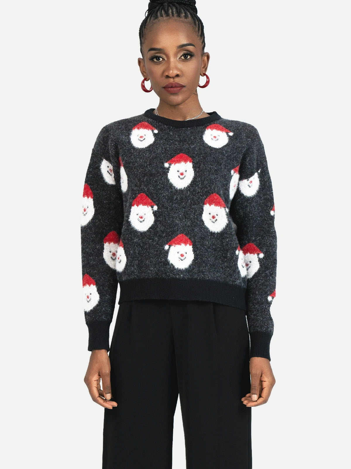 Santa Print Pullover Sweater