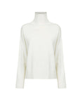 Stylish White Knitted Turtleneck with Understated Ribbed Appeal