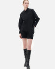 Comfortable and chic black shirt designed with a chest panel, effortlessly combining fashion and ease for everyday wear.