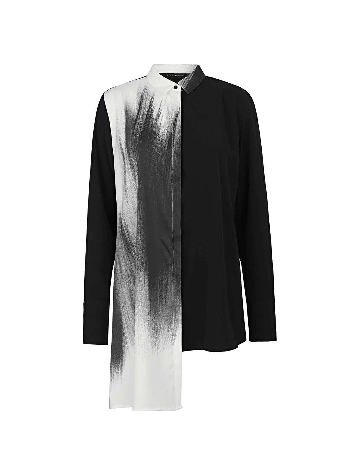 Color Blocked Ink Splatter Asymmetrical Shirt