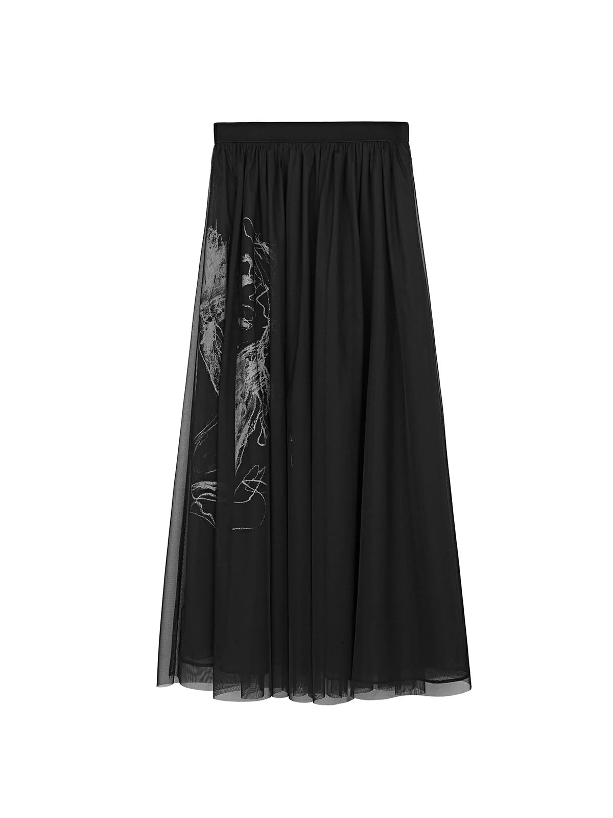 Abstract Figures Print Layered Tulle Skirt