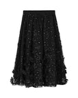 Shiny Sequin Applique Tulle A-Line Skirt