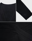 Cross V-neck Slim Fit Knit Midi Dress
