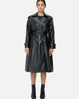 Classic Black Leather Coat: Elevate your style with our classic long black leather coat.