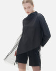 Irregular hem with mesh splice design, fashionable long women's top