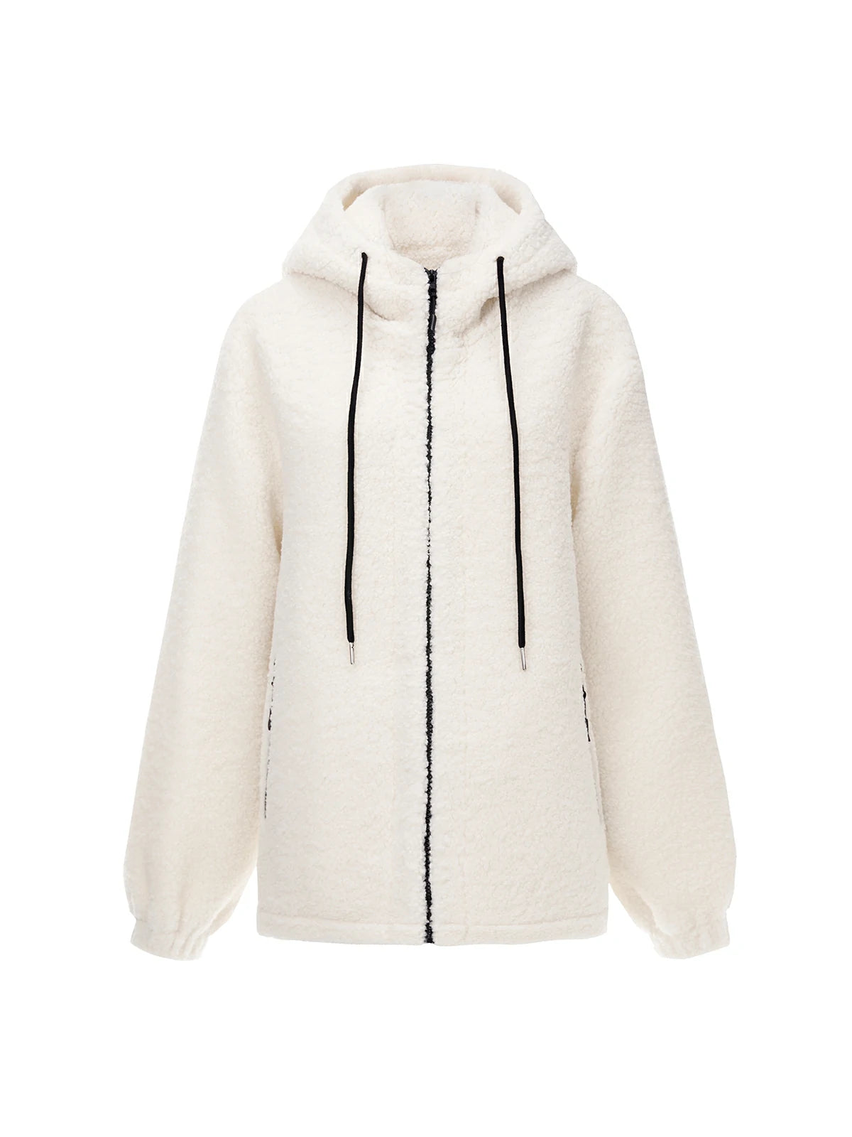 Cozy and Stylish: Beige Fleece Jacket with Zip Details