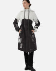 Fashionable Black and White Contrast Hooded Down Jacket