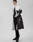 Chic Knee-Length Down Coat with Detachable Zipper Feature