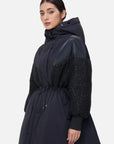 Trendy knit patchwork down jacket for women