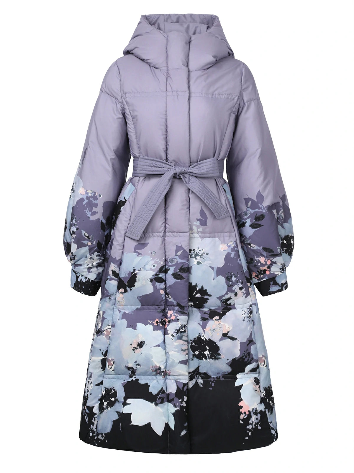 Flower Printed A-Line Goose Down Coat