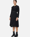 Stylish open-front wool coat with symmetrical pockets and belt