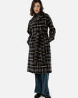 Stylish hooded coat with retro blue-black plaid for a fashionable look