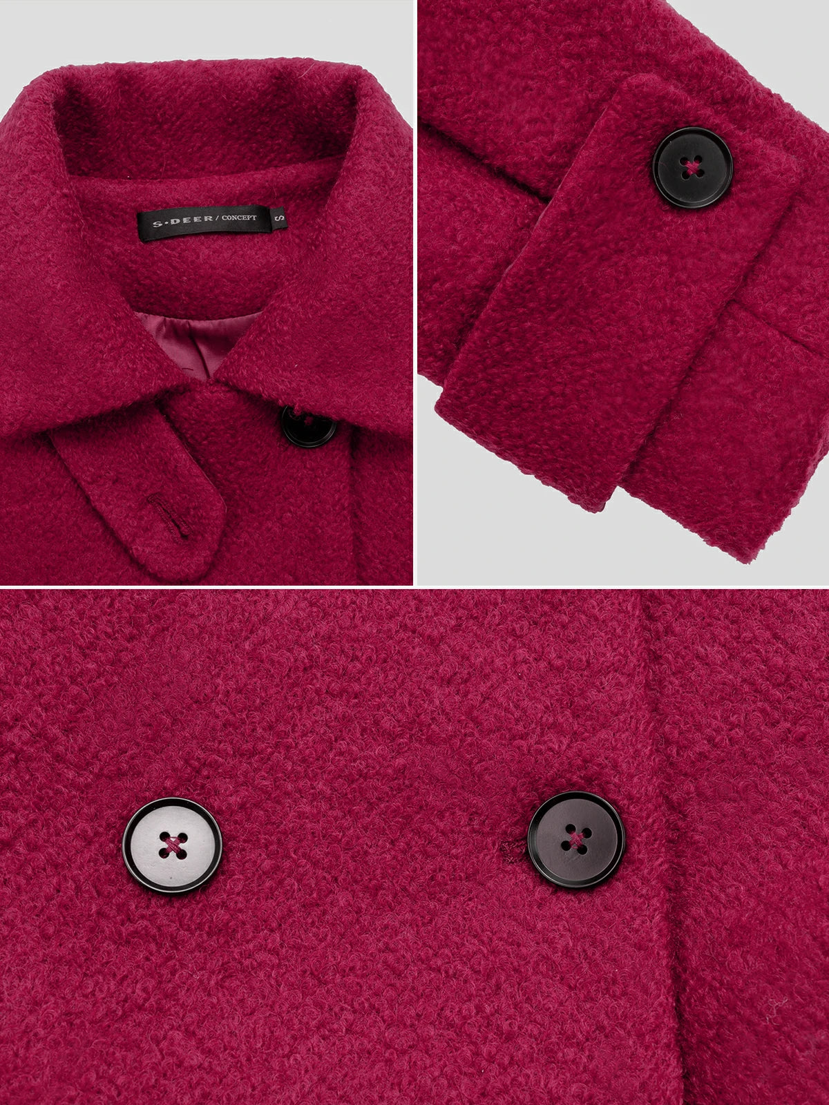 Abrigo de lana con doble botonadura y cuello vintage