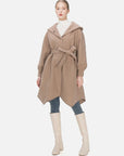 Solid Open Front Hooded Coat