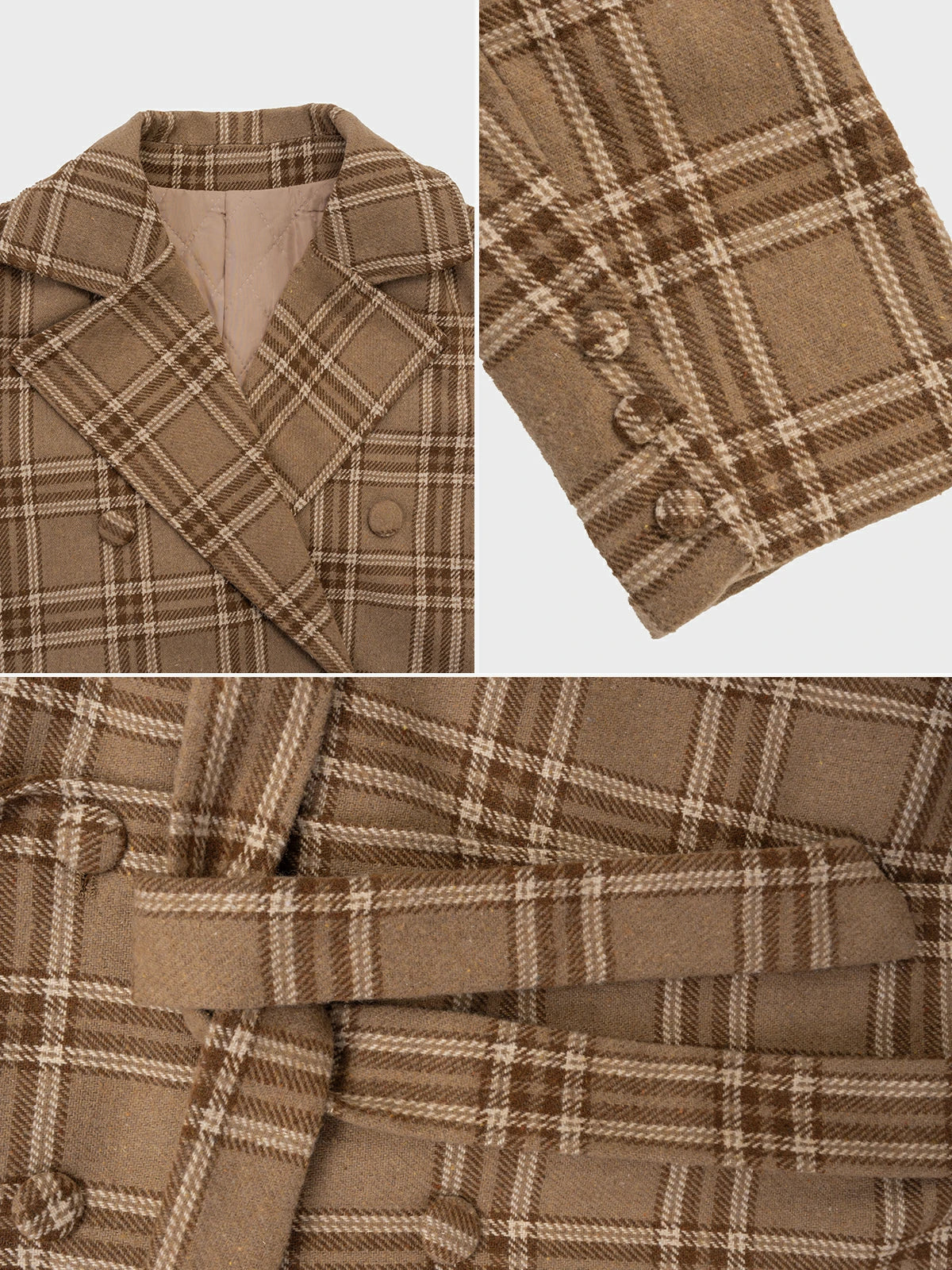 Classic Lapel Plaid Double Breasted Coat