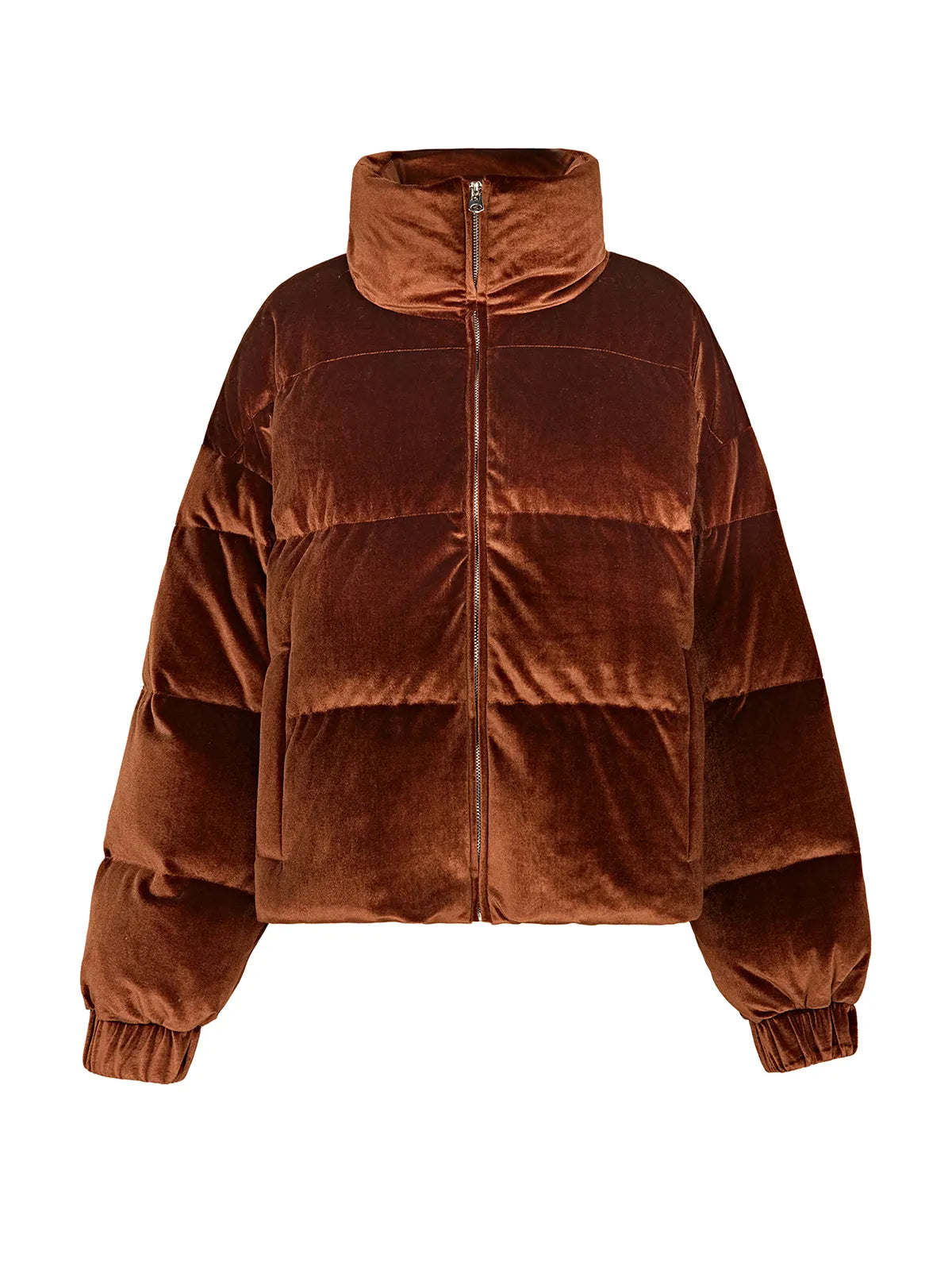 Velvet Stand Collar Goose Down Jacket