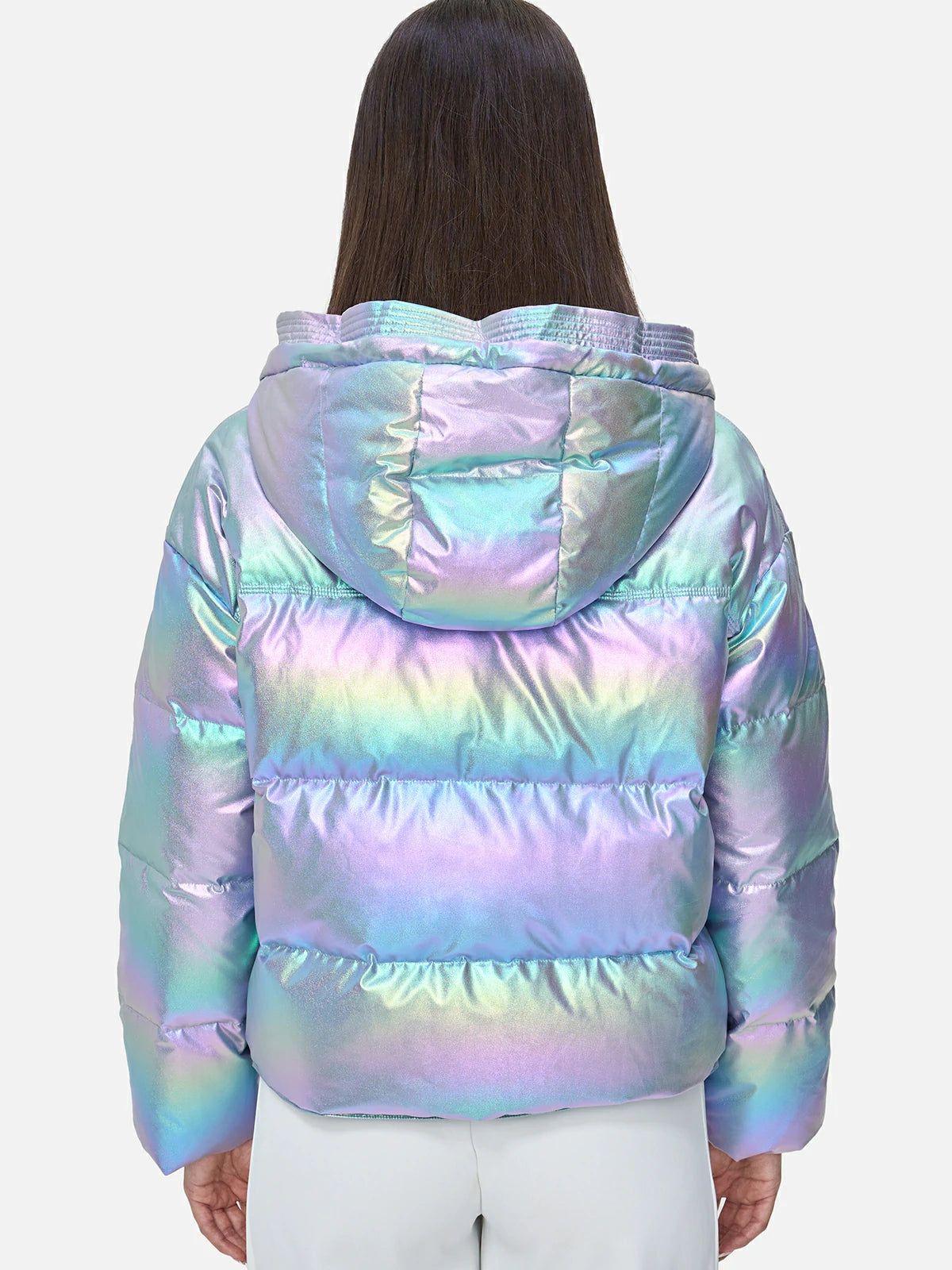 Head-Turning Iridescent Outerwear with Adjustable Hood