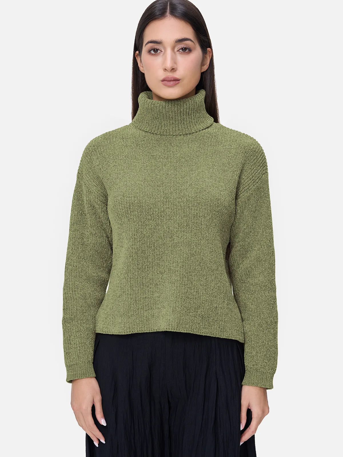Suéter de punto de manga larga irregular 