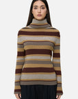 Chic Color-Blocked Turtleneck Knit Sweater for Winter Fashion