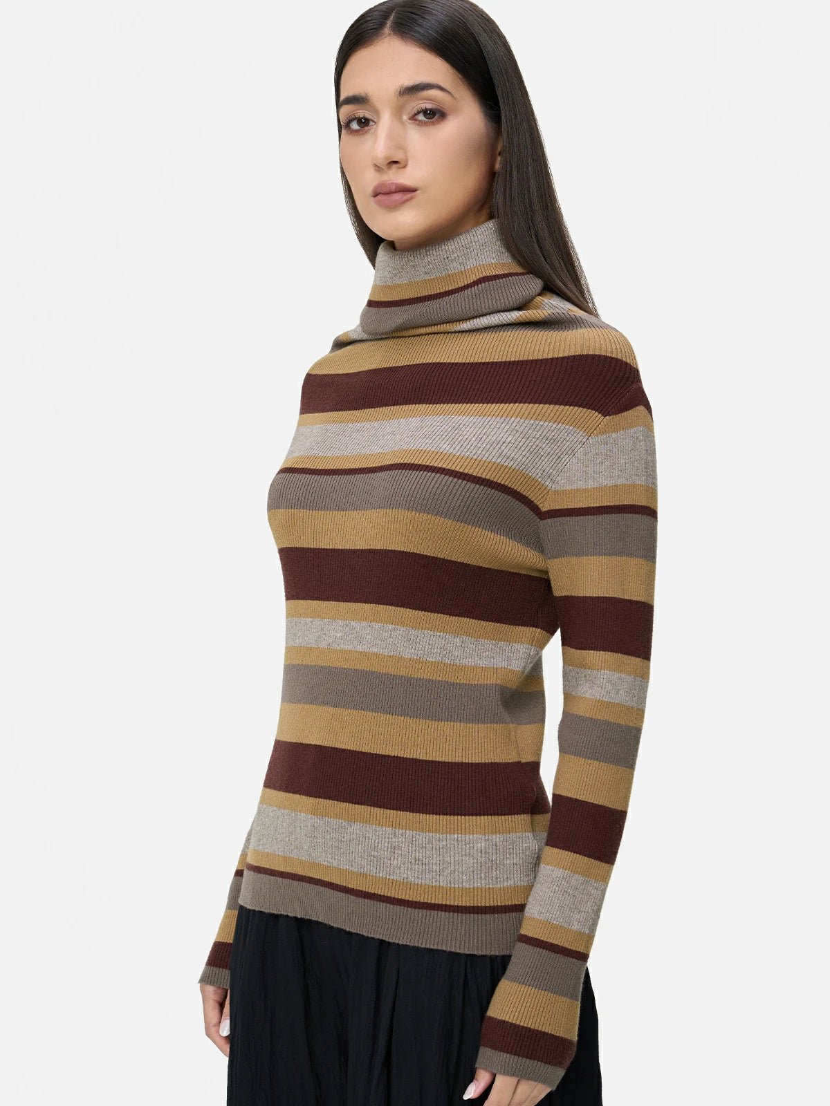 Elegant High-Neck Winter Sweater with Tailored Fit