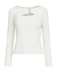 Contemporary White Knit Sweater with Sleek Silhouette