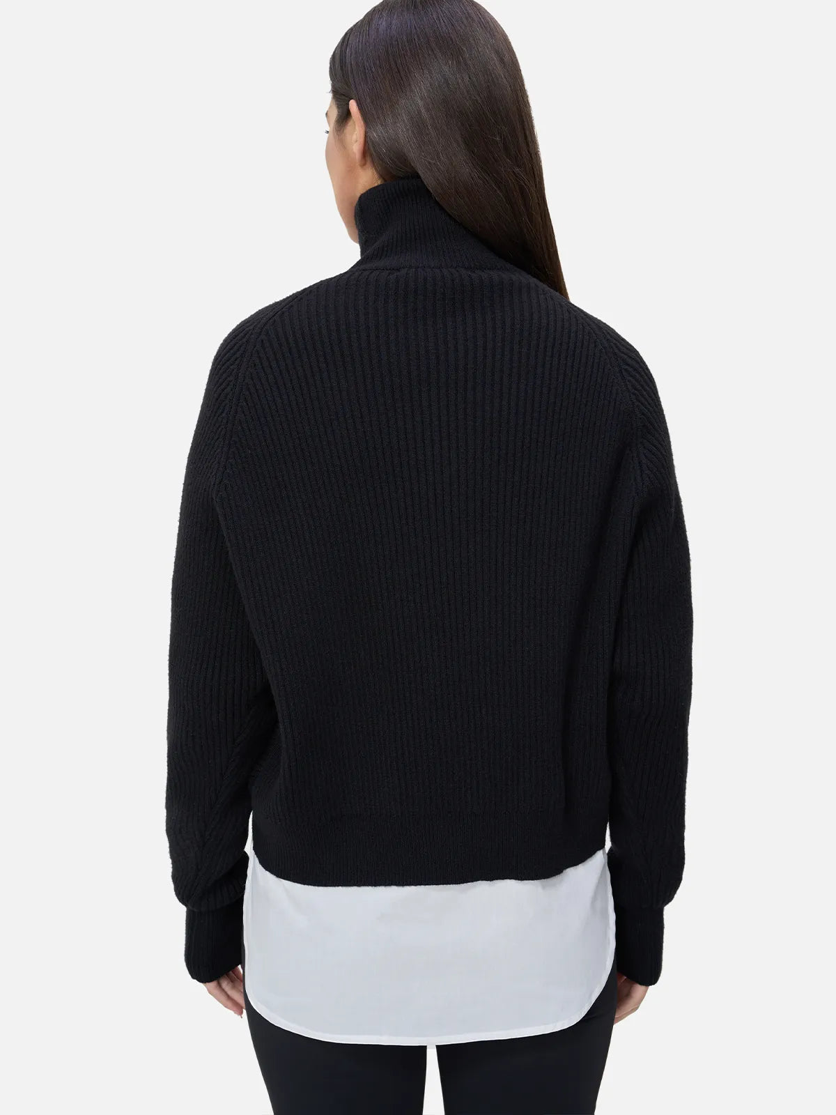 Zweiteiliger Pullover mit hohem Kragen und Farbblockdesign