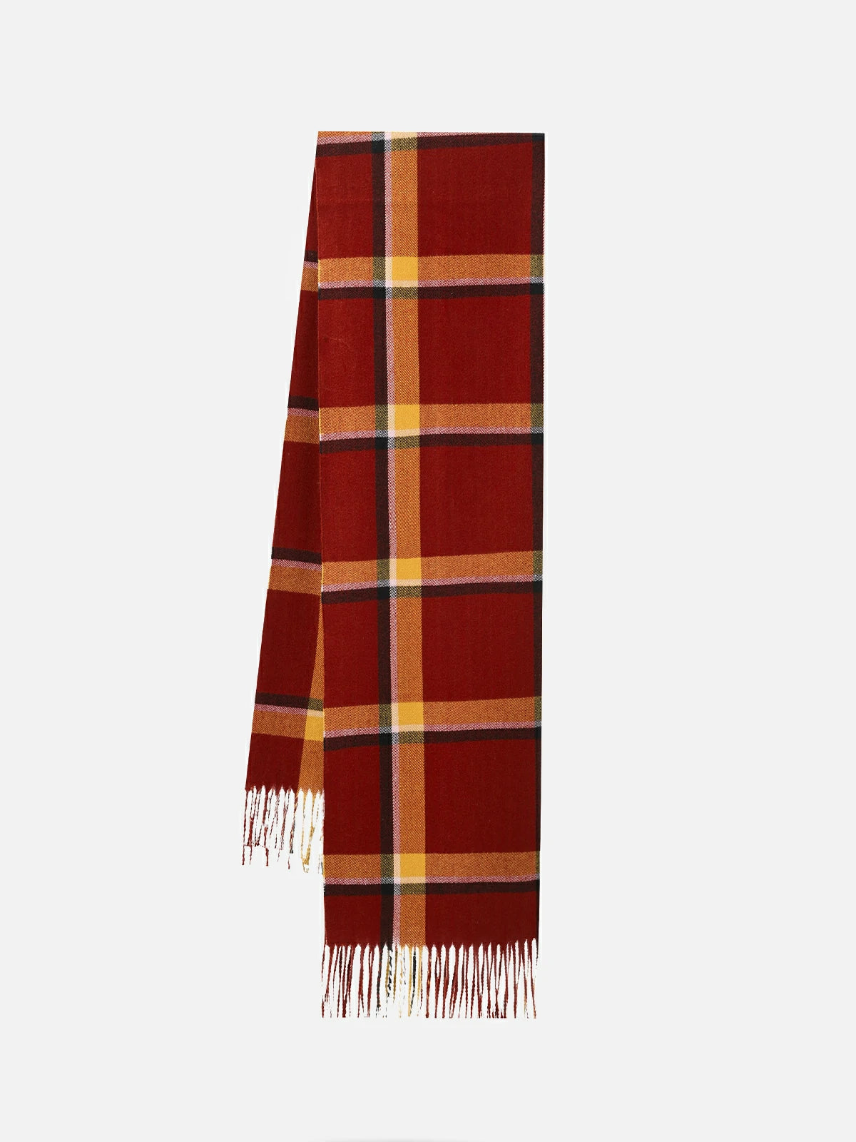 Styling tips for the color-blocked plaid fringe scarf