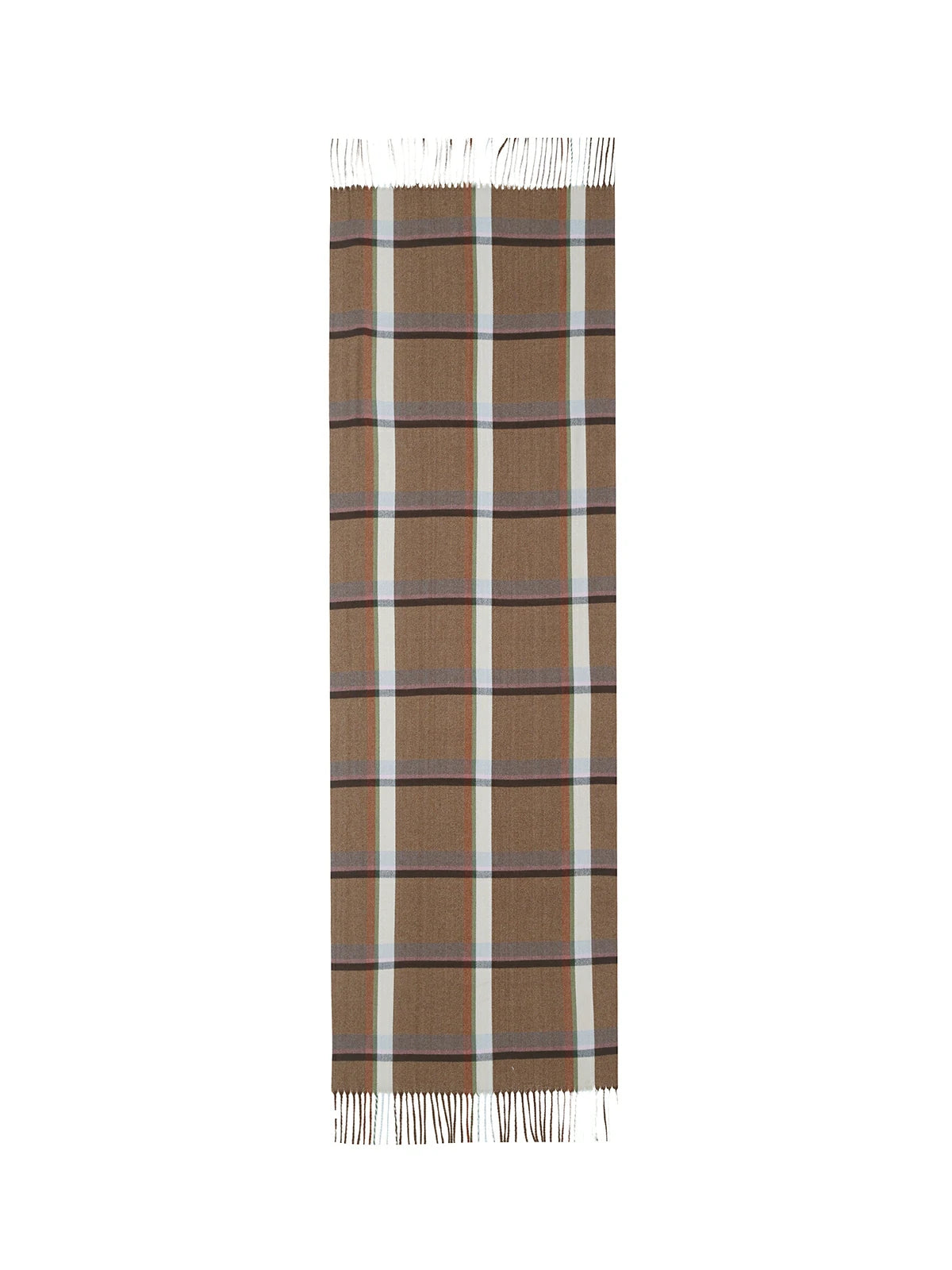 Color Block Plaid Fringe Scarf