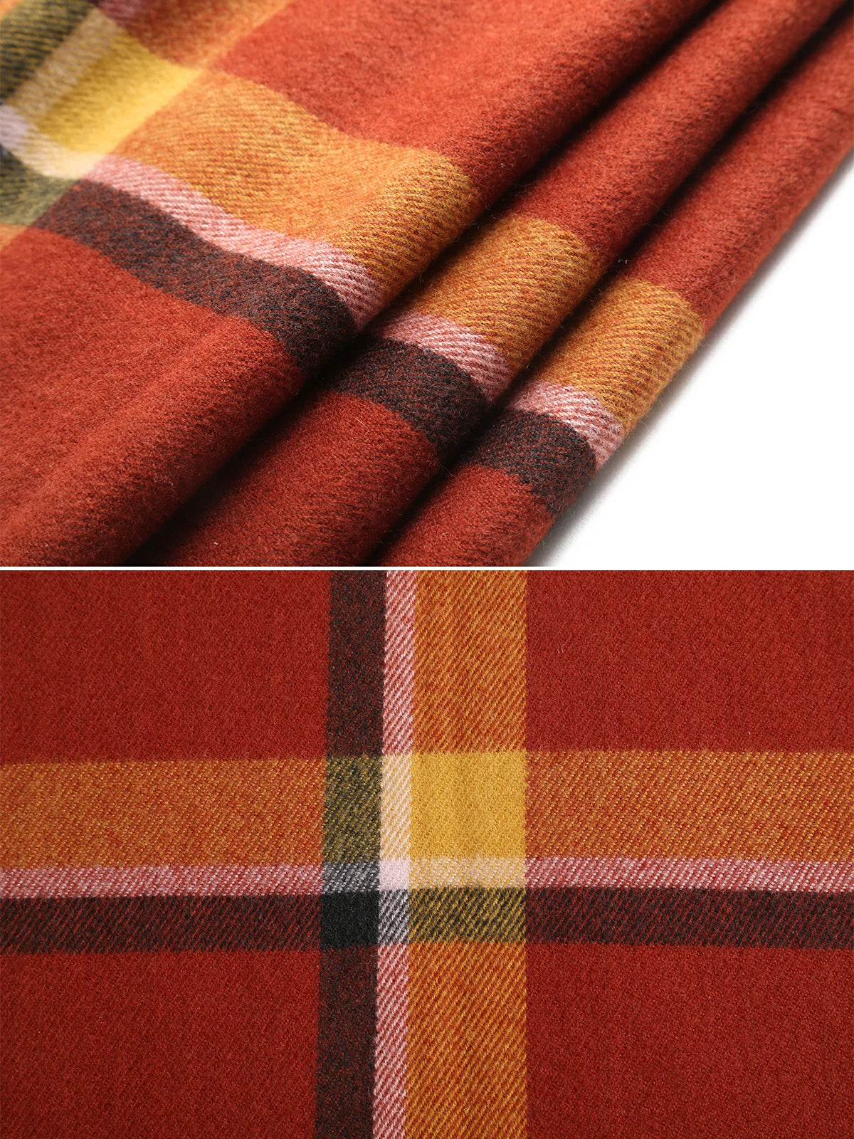Color Block Plaid Fringe Scarf