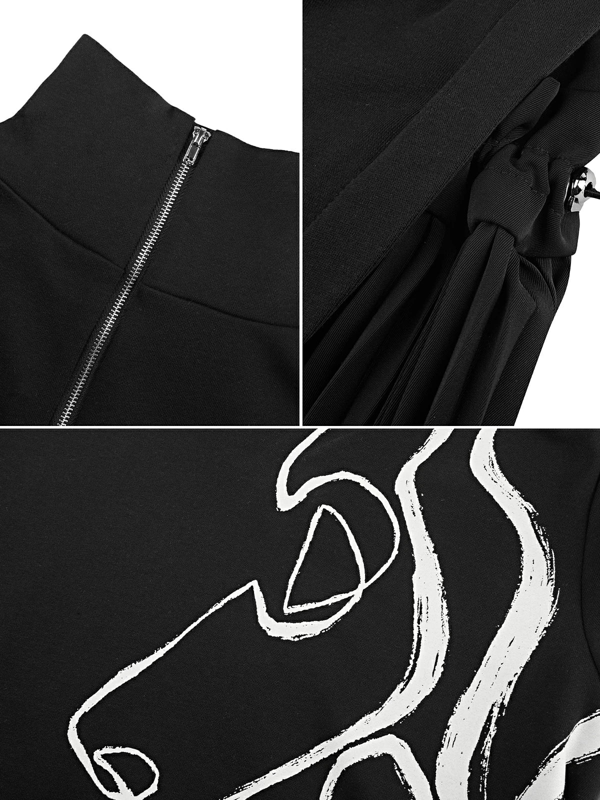 Asymmetric Abstract Character Print Dress