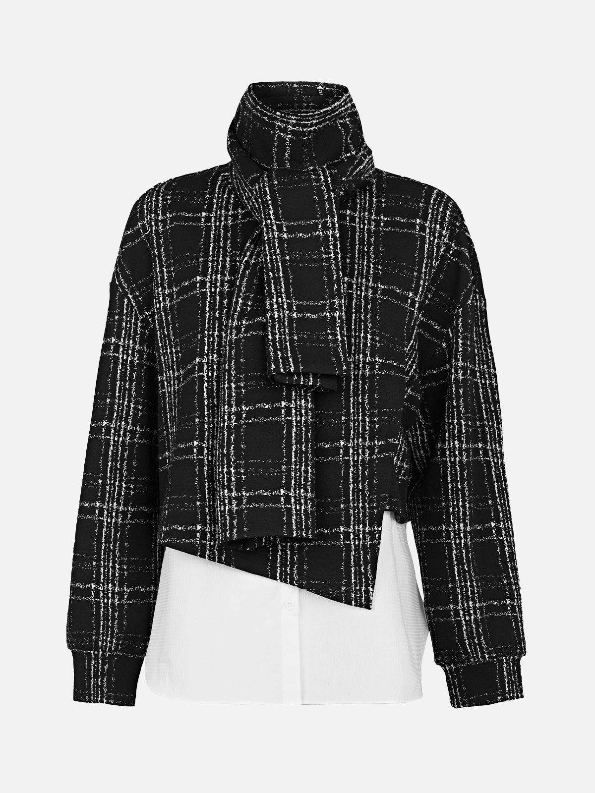 Plaid Three-Piece Top &amp; Shirt&amp; Scarf Set
