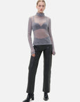 Embrace sheer elegance with this high-neck base layer, featuring a versatile and stylish design.