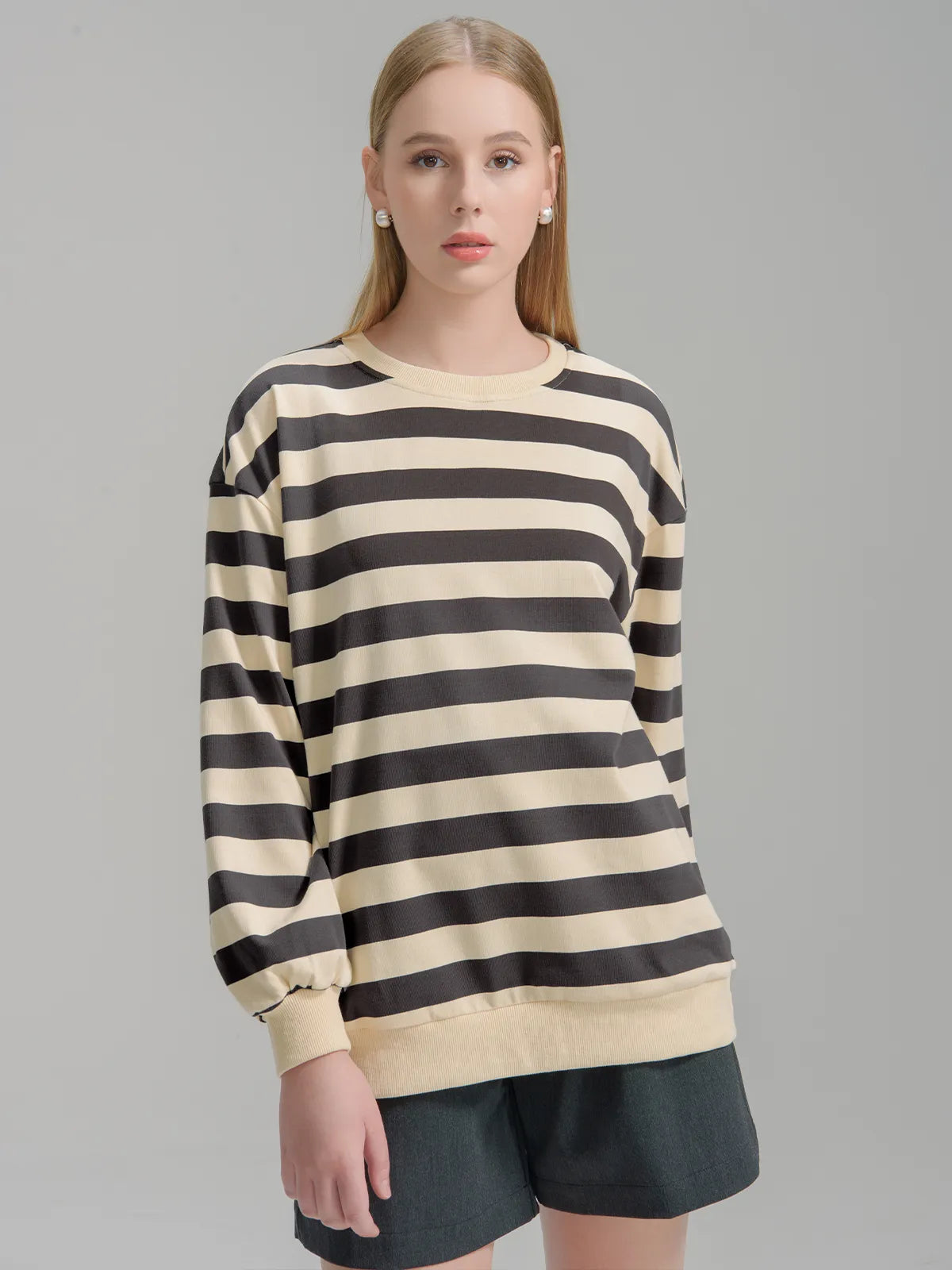 Crewneck Stripe Long Sleeve T-Shirt