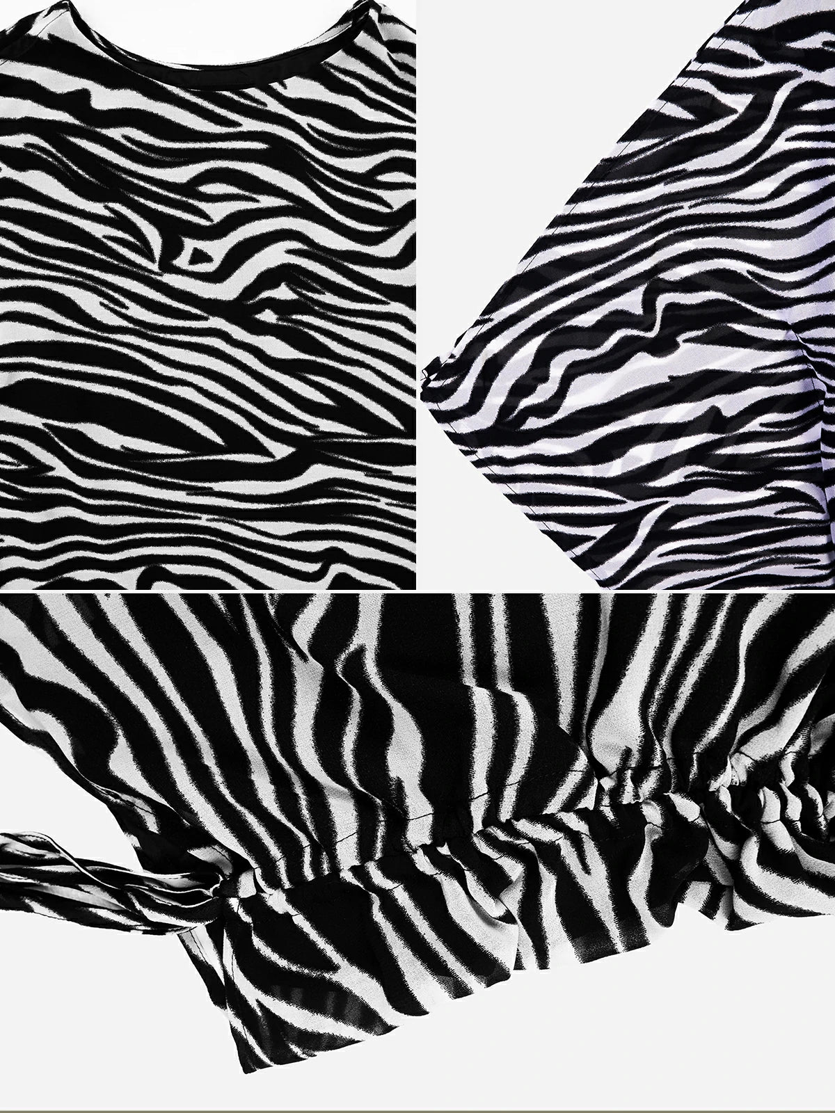 Zebra Print Asymmetrical Loose Fit T-shirt